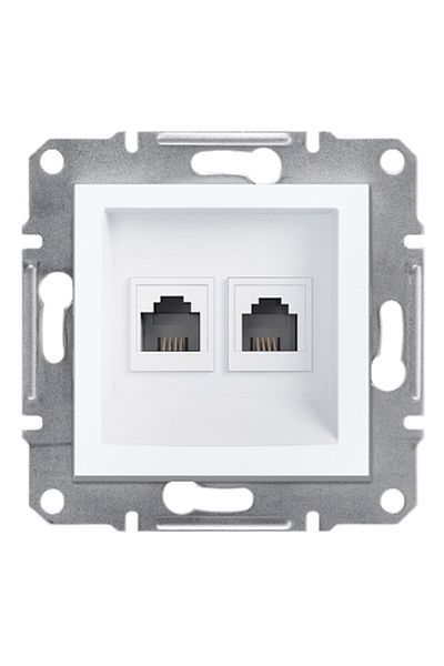 SCHNEIDER Eph4270121 Asfora 2xrj11 4-Contact Phone Socket White - Frameless