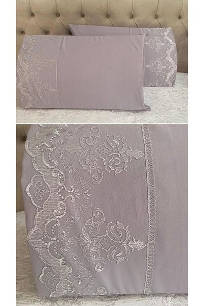 Çeyiz Bahçesi Mahidevran Guipure Gray 2-Piece Pillow Case