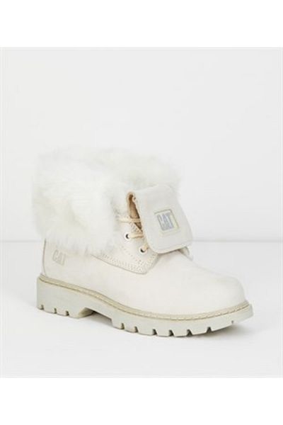 Caterpillar Γυναικείες μπότες Utah Fur Beige Nubuck