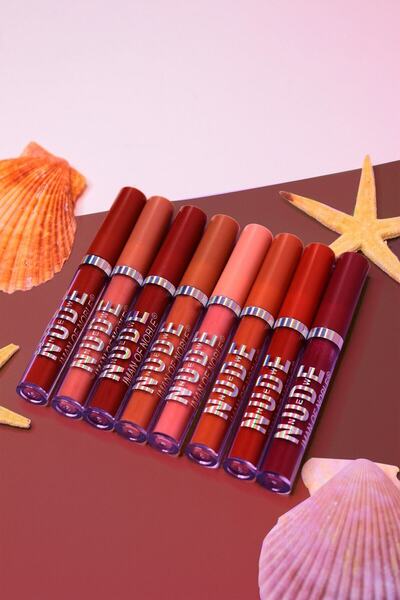 IMAN OF NOBLE 8'li New Nude Oval Ambalajlı Kahve Tonları Mat Likit Sıvı Ruj