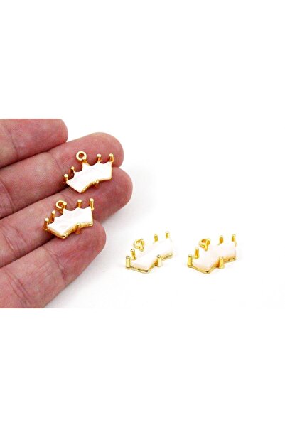 yfhobi 1 Adet- 15 Mm Taç Model Takı Aparatı, Altın Kaplama Inci Krem Taşlı Ta...