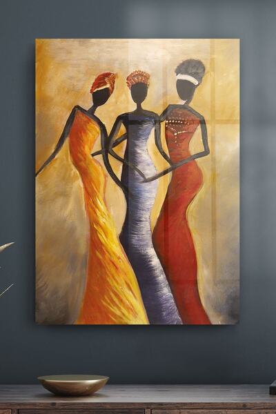 Decovetro Pictură pe sticlă cu femei africane care dansează