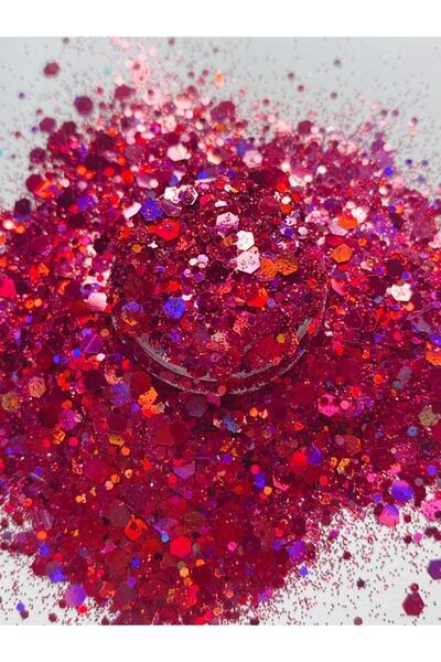 Sirius Hobi Epoksi Reçine Cherry Red Tırnak Makyaj Chunky Glitter 8 gr Hologr...