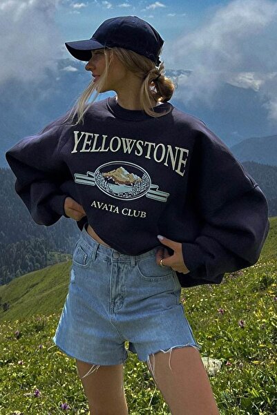 Madmext Μπλουζάκι με στάμπα Navy Blue Crew Neck Mg1571