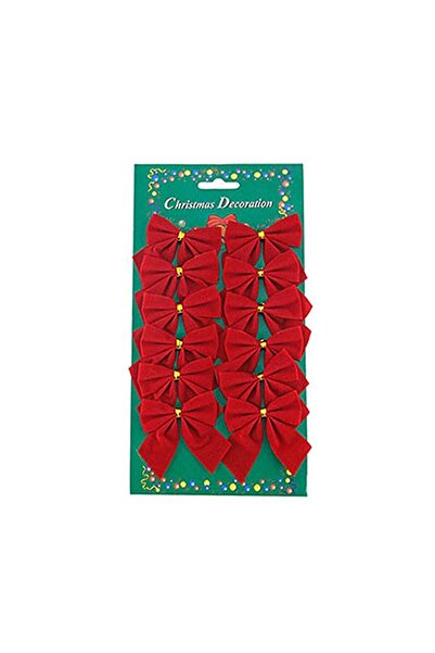 ALYA 12-Piece 6cm Red Bow Tree Ornament Christmas Tree Bow Ornament