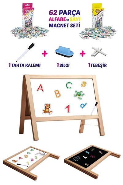 Genel Markalar Masa Üstü Çift Taraflı Ahşap Yazı Tahtası