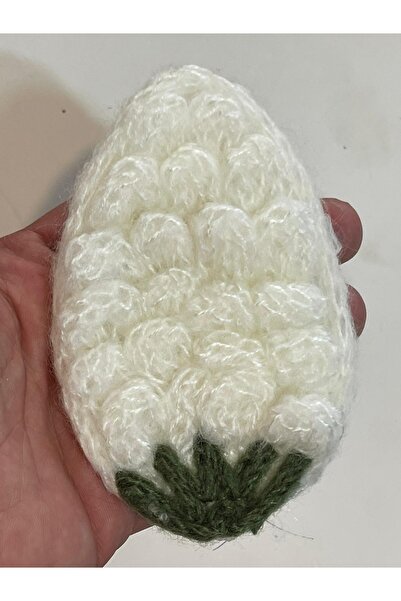Gönülden Tasarım 12x8 cm bela jahoda, pletena aplikacija od filca, vez, zakrp...