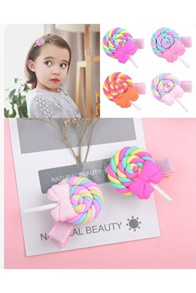 MutluBiDünya Lily Bir Çift Adet Pembe Renk Lolipop Pens Toka