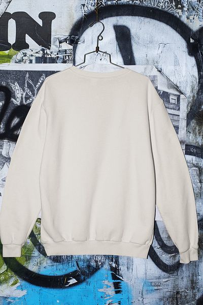 SUNFREE Unisex Κρέμα Πρωτοχρονιάτικο εμπριμέ φούτερ Oversize