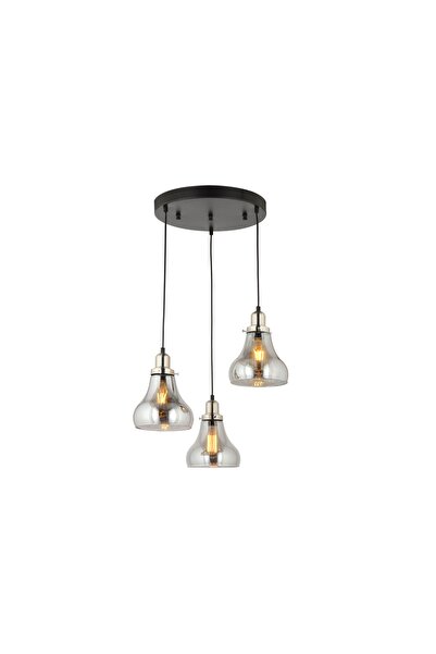 LampaLuce Cono Modern Sarkıt Salon Avizesi 3'lü Krom 35x70cm