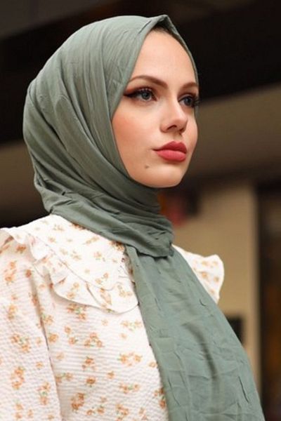 FRESCO SCARFS Γυναικείο Hijab Bamboo Kraş Shawl*μουχλάκι πράσινο