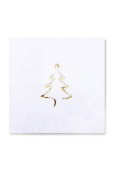 Story 33x33 سم ورق ذهبي لعيد الميلاد شجرة صنوبر منقوشة 16 قطعة مناديل ورقية ب...