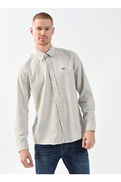 U.S. Polo Assn. Μπεζ ανδρικό πουκάμισο - πέτο με κουμπιά, άξονας