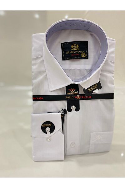 Daniel Picasso Comfortable Cut Plain Cotton White Men's Dad Shirt