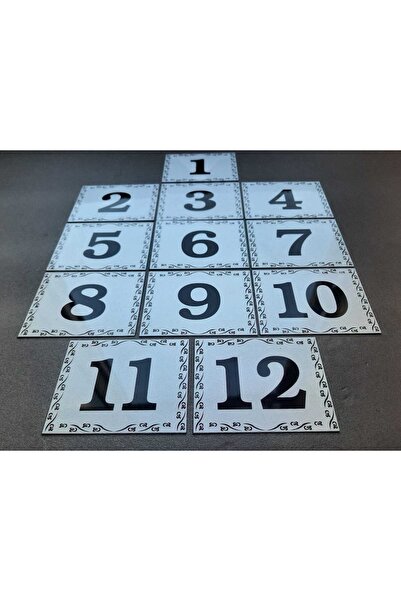 Genel Markalar Kapı Numarası 6x8 Cm Metalik Gümüş Gri Üzeri Siyah Baskı Kendinden Yapışkanlı No:1 Den 12 E