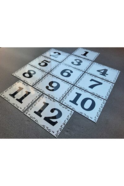 Genel Markalar Kapı Numarası 6x8 Cm Metalik Gümüş Gri Üzeri Siyah Baskı Kendinden Yapışkanlı No:1 Den 12 E