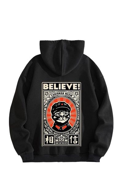 HERMANİTA Believe Kangaroo Unisex Oversize Sweatshirt