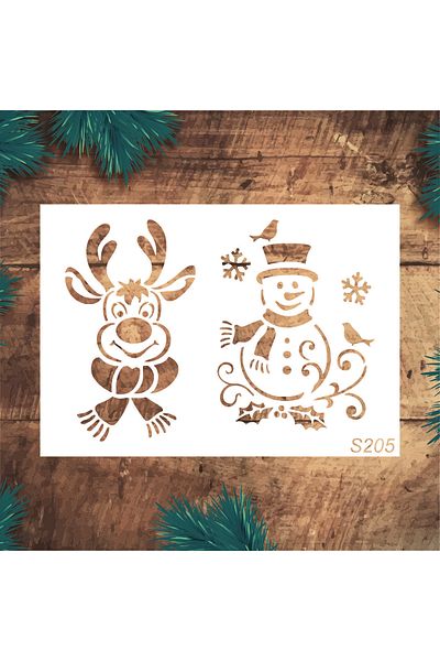 STENCİLTASARIM Stencil Design S205 Snowman Wall Wooden Glass Painting Pattern
