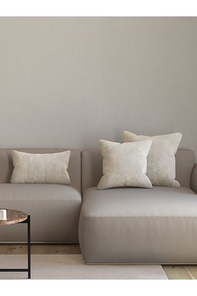 Pastel Velvet Textured Ecru Color Throw Pillow Pillow Case Suitable For Freedom Series Punch