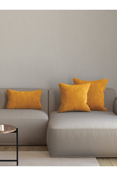 Pastel Velvet Textured Marigold Color Throw Pillow Pillow Case Suitable For Freedom Series Punch
