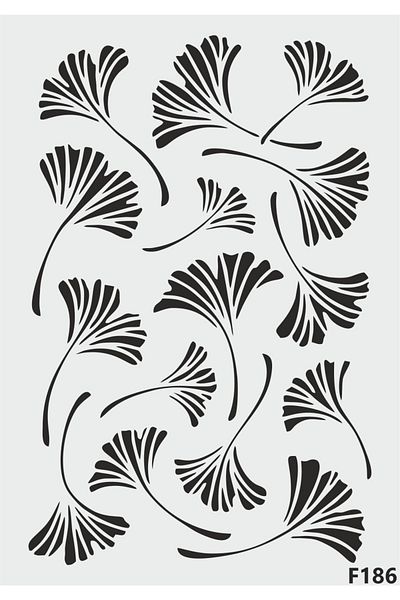 STENCİLTASARIM Stencil Design F186 Ginko Wall Wood Glass Painting Pattern