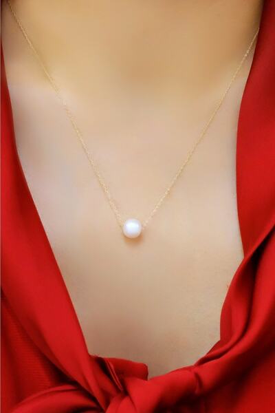 aytekgold Tek Incili Kolye 14 Ayar