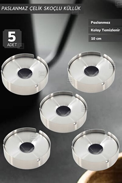 Jet's Home Набір з 5 попільничок з підставкою 10 см з нержавіючої сталі
