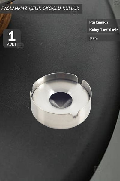 Jet's Home Single Scotch Ashtray 8 Cm Stainless Steel Ash Tray Cigarette Ashtray