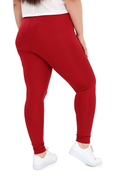 DISENTIS MODEST Plus Size Elastic Waist Ankle Length Paneled Claret Red Tights