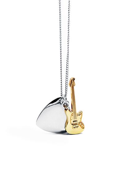 Chavin Men's Steel Necklace - Pena Gitar Gray Gold, Ei89by