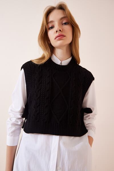 Happiness İstanbul Woman's Black Turtleneck Knit Sweater CI00056