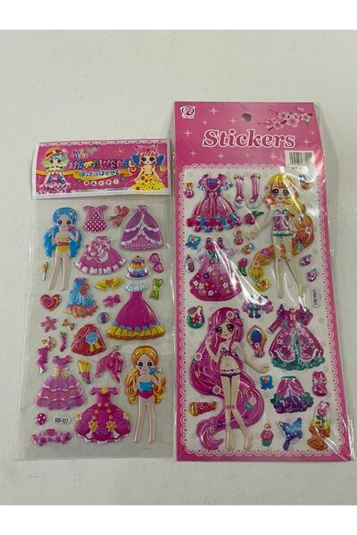 BONBON Autocolant în relief cu păpușă cu păr albastru, în pachet de 2