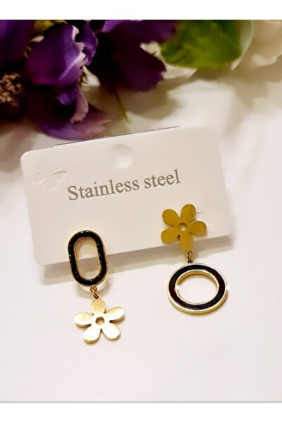 HOSBUTIK Gold Steel Non-Tarnish Asymmetric Earrings