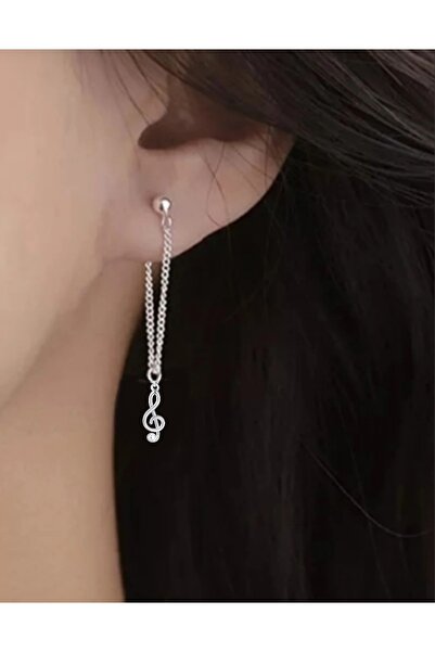 TakıConcept Sol Anahtarı Sallantılı Zincirli Top Küpe 2 Adet