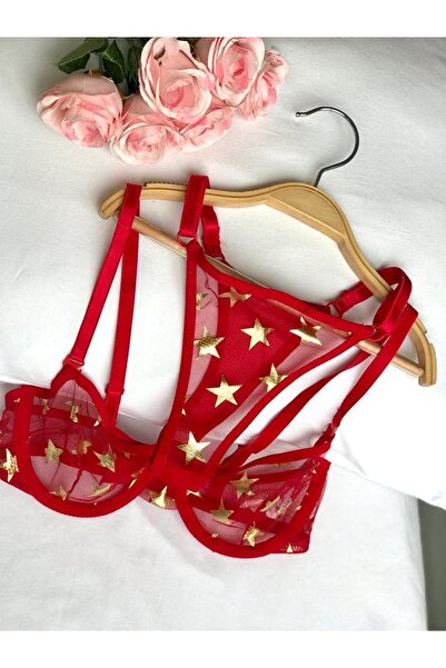 Masal Lingerie Red Underwire Ikapless Women's Bra and Panty Set