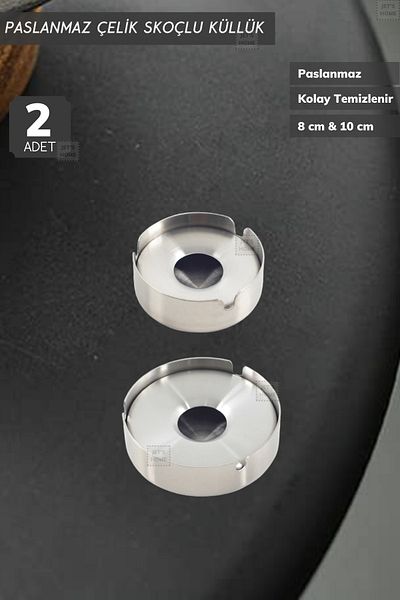 Jet's Home Set of 2 Scotch Ashtray Stainless Steel Ash Tray Cigarette Ashtray 8 &10 Cm