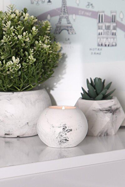Agon Mermer Desenli Beton Tealight Mumluk