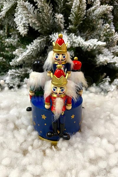 Huzur Party Store 20x14 εκ. Wind Up Nutcracker Army Music Box Μπλε Κόκκινο Πράσινο Χρώμα Μόλυβδος Στρατιώτης Χριστουγεννιάτικο ντεκόρ
