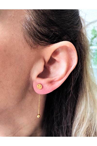 TÜKKAN ACCESSORİES 316l Cerrahi Çelik Gold Kaplama Gülen Surat Figür Piercing...