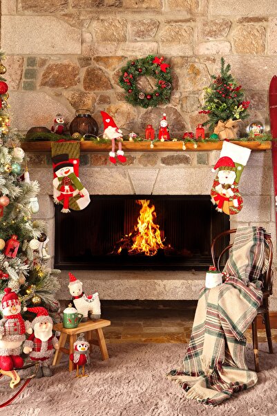 Karaca Home New Year Yeni Yıl Woodland Bej Ekose Tv Battaniyesi 130 Cm X 170 Cm