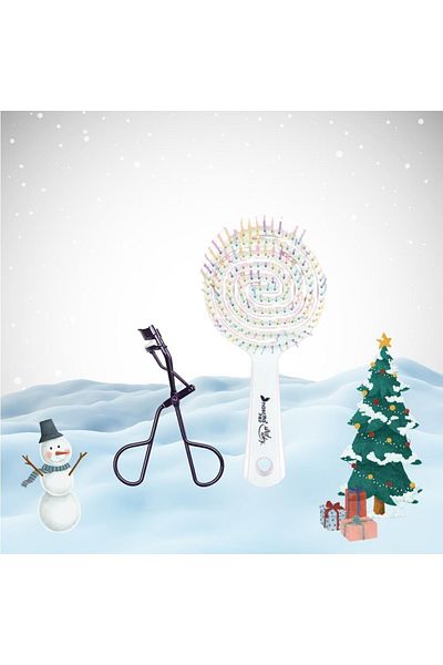 nascita New Year Pack - White Eyelash Curling Machine and Hair Brush