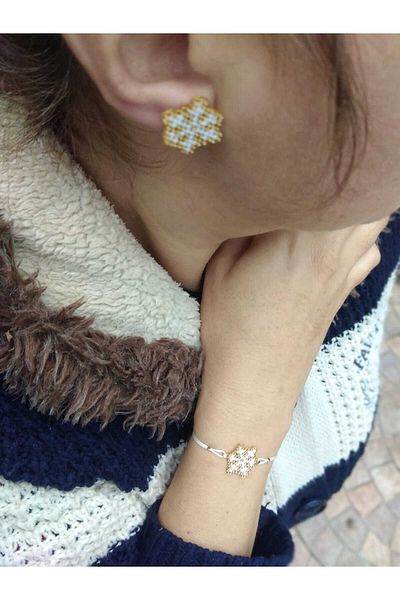 Atolye Ferda Miyuki Snowflake Bracelet and Earring Set