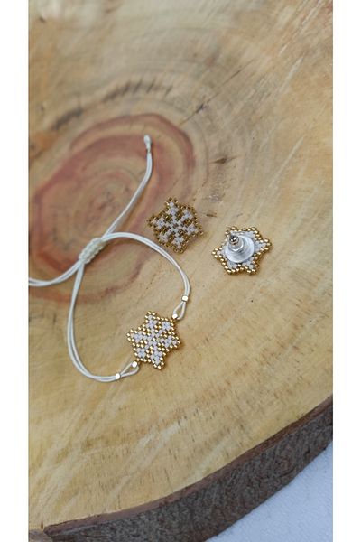 Atolye Ferda Miyuki Snowflake Bracelet and Earring Set