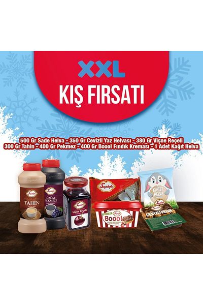 Seyidoğlu XXL Winter Offer Clearance Package Simple Halva+Walnut Summer Halva+Cherry Jam+Thin+Seamless+Nuts Cream