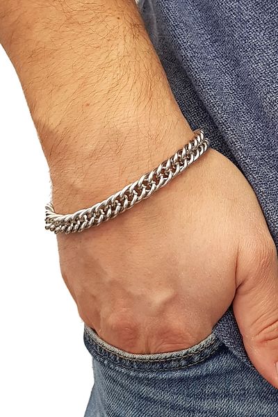 Chavin 10 mm 22 cm Gray Steel Men's Bracelet Dg35-10