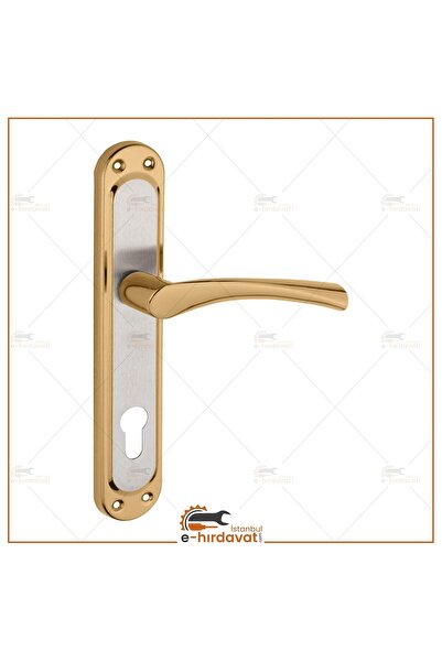 İstanbul E-Hırdavat Büyük Bravo Lüx Albirifin Aynalı Yale Çelik Kapı Kolu 1 Takım Daire Giriş Kapı Kolu