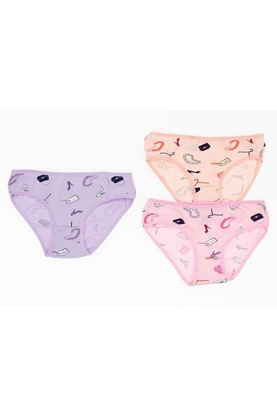 Poli Underwear Girl's 3-Piece Patterned Slip Panties