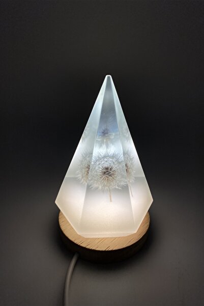 Jewesto Özel Tasarım Karahindiba Detaylı Epoksi Gece Lambası