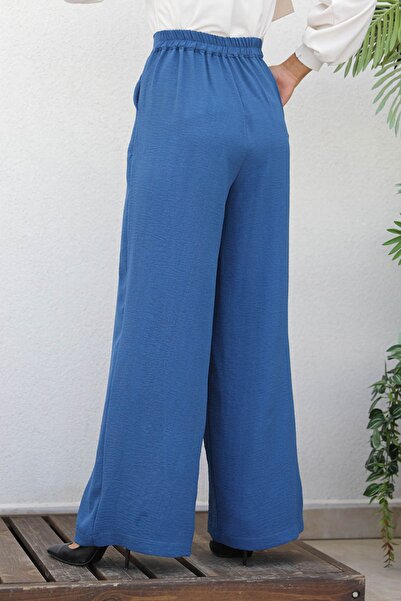 Genel Markalar Geniş Paça Büyük Beden Pantolon Indigo