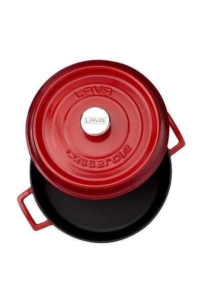 Lava Trendy Cast Iron 28cm Red Flat Pot Lv Y St3 28 Yk3